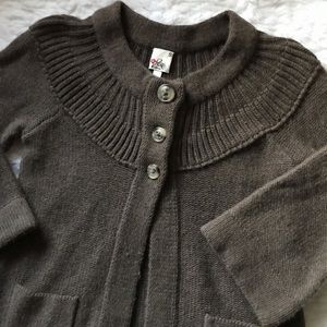 JOIE Cardigan Sweater 3-Button Cashmere Wool Blend 3/4 Sleeve Small Brown
